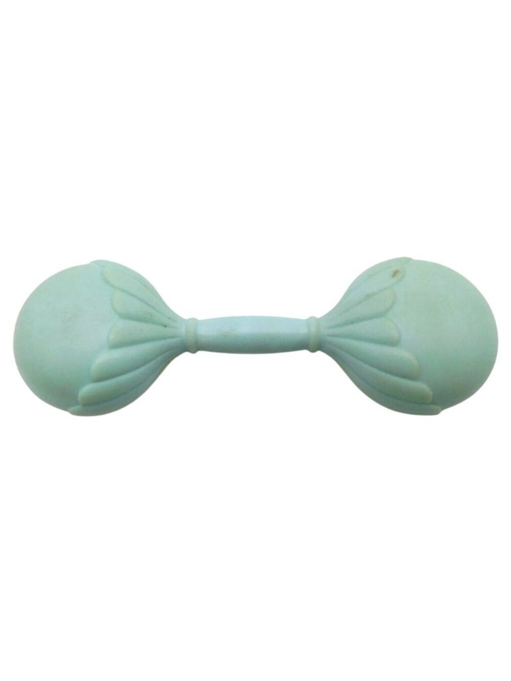 Vintage Blue Plastic Baby Rattle With Dumbell Design Collectible Celluloid MCM